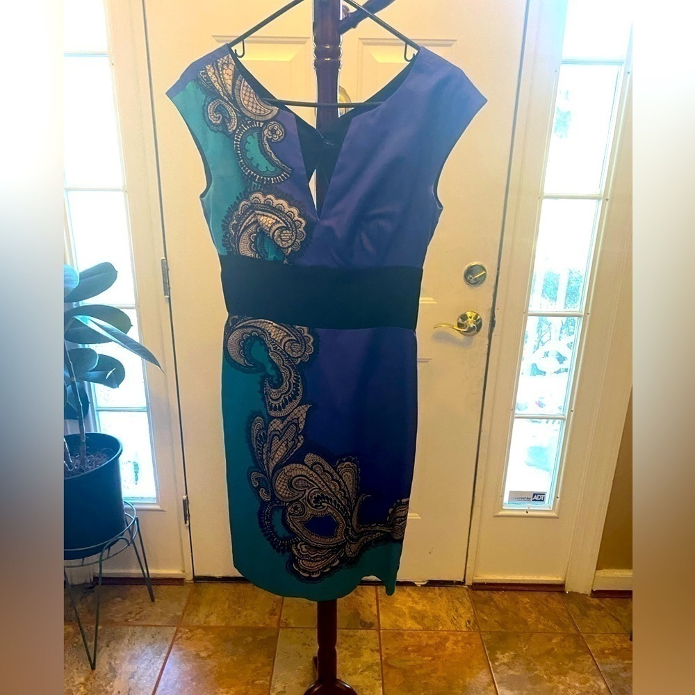 TRINA TURK PURPLE & TURQUOISE DRESS SIZE 2